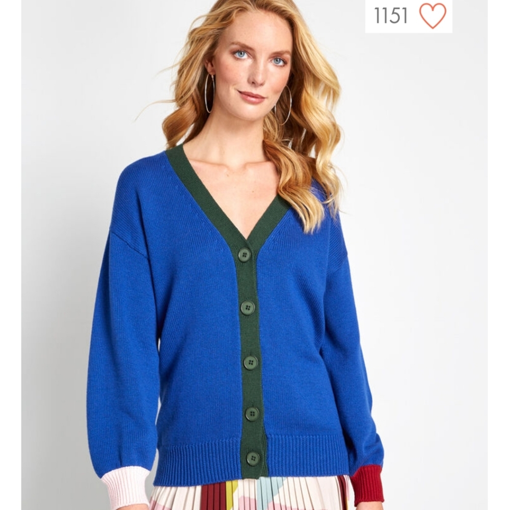 Modcloth Cobalt Colorblock Cardigan
